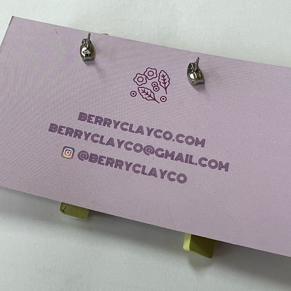 Berry Clay Co, pierced earrings NWOT, never worn - Picture 3 of 6